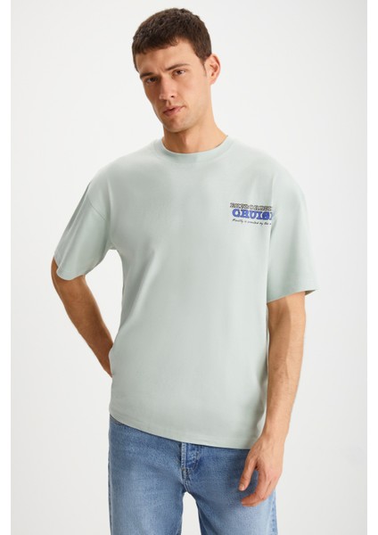 Kaisen Erkek Pamuk kısa Kol Baskılı Regular Fit Yeşil T-Shirt indirimleri