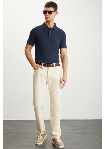 Vernon Erkek Soluk Efektli Lacivert Polo Yaka T-Shirt modelleri