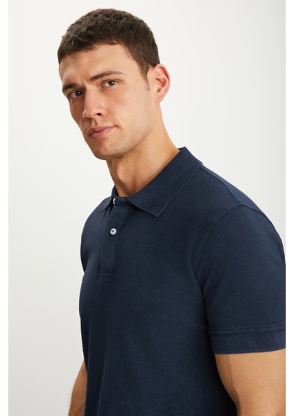 Vernon Erkek Soluk Efektli Lacivert Polo Yaka T-Shirt fırsatları