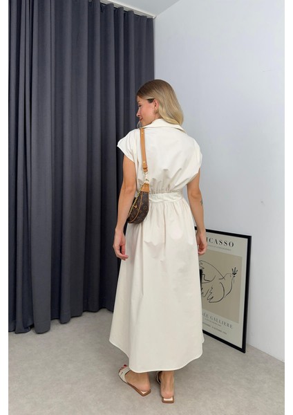 Taş Rengi Boydan Fermuarlı Elbise fırsatları