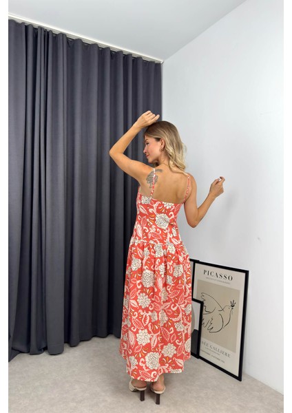 Somon Beyaz Çiçekli Askılı Elbise indirimleri