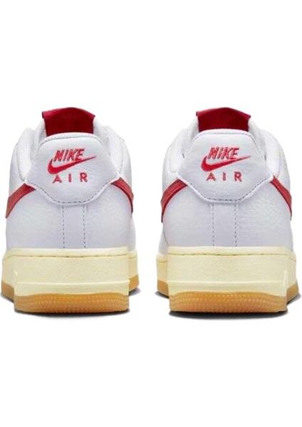 Air Force 1 '07 Leather White Hakiki Deri Sneaker Ayakkabı Beyaz Kırmızı Swoosh fırsatları