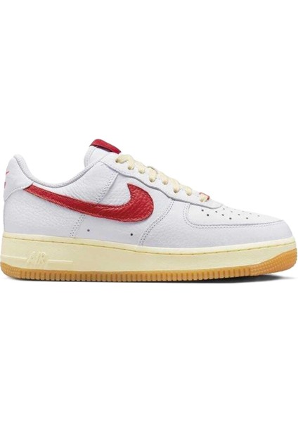 Air Force 1 '07 Leather White Hakiki Deri Sneaker Ayakkabı Beyaz Kırmızı Swoosh