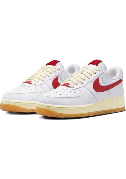 Air Force 1 '07 Leather White Hakiki Deri Sneaker Ayakkabı Beyaz Kırmızı Swoosh modelleri