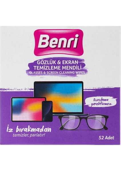Gözlük & Ekran Temizleme Mendili 52'li