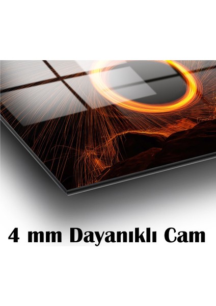 Felak, Nas, Kafirun, Ihlas Suresi Kufi Ayet Dini Islami Duvar Dekoru Kare Cam Tablo 4mm Dayanıklı Temperli