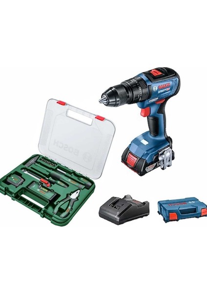 18 Volt Gsb 18 V 50 Darbeli Kömürsüz Tek Akülü ve 17 Parça Bosch El Aleti Seti Hediyeli 1 2.0 - 2.4