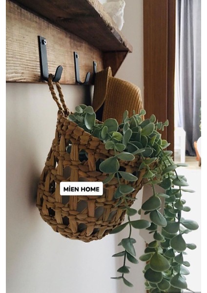 Dekoratif Çok Amaçlı Doğal El Yapımı Hasır Saksı Sepet / 10X10CM