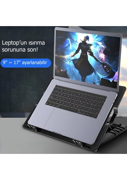 Notebook Soğutucu Fan Işıklı 5 Kademeli