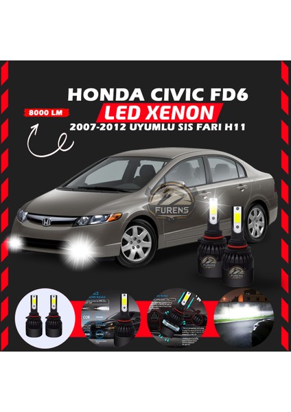 Honda Civic Fd6 2007-2012 Sis Farı Uyumlu Şimşek Etkili LED Xenon Light Series H11