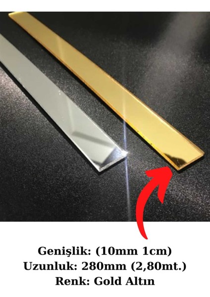 Ybg (1 cm Genişlik) Dekoratif Yapışkanlı Aynalı Pleksi Şerit Süs Mobilya Süsü ( Uzunluk 2 Mt. 80CM)