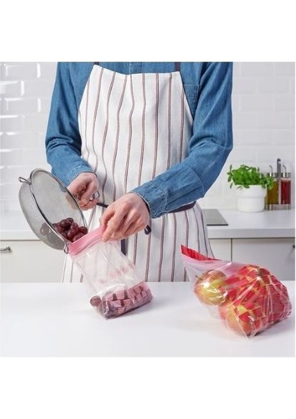 Ikea Lıllhavet Bulaşıklık, Antrasit-2 Paket Ikea Kilitlenebilir Buzdolabı Poşeti, Kırmızı-Pembe, (2,5 Lt ve 1,2 Lt, 50 Adet ×2 = Toplam 100 Adet)