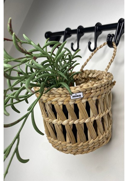 Dekoratif Çok Amaçlı Doğal El Yapımı Hasır Saksı Sepet / 10X10CM