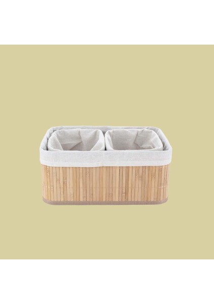 Bambu Sepet Seti 3 Lü Bambu Sepet Organizer