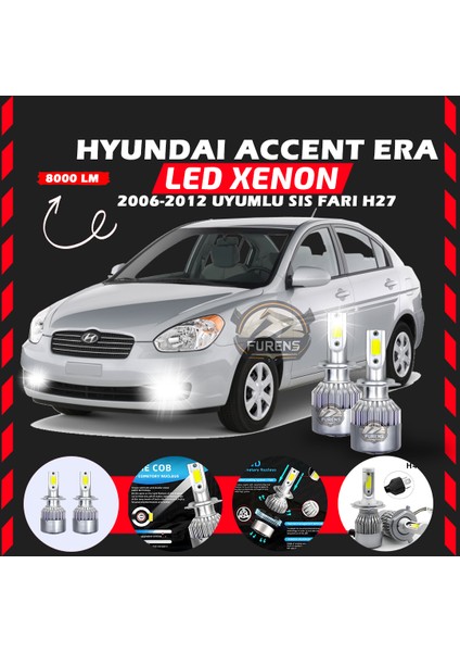 Hyundai Accent Era 2006-2012 Sis Farı Uyumlu Şimşek Etkili LED Xenon Performance Series H27