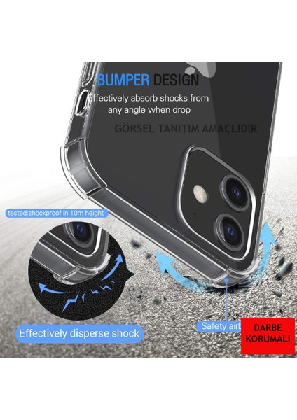 Apple iPhone 13 Mini Uyumlu Kılıf Şeffaf Köşelerde Darbelere Karşı Ultra Kalınlaştırılmış Darbe Korumalı Strong Cover