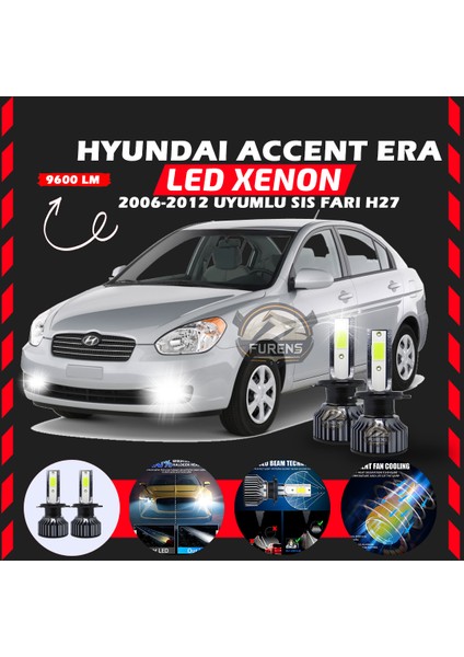Hyundai Accent Era 2006-2012 Sis Farı Uyumlu Şimşek Etkili LED Xenon Pro Series H27