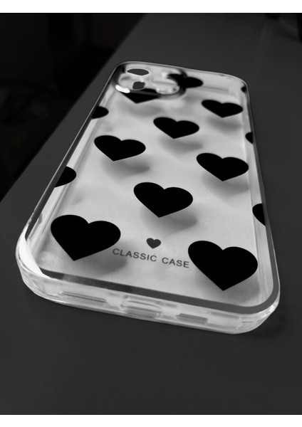 IPHONE 13 Pro Max Siyah Beyaz Renk Kalp Baskılı Sade ve Şık Görünümlü Telefon Kılıfı fiyatları