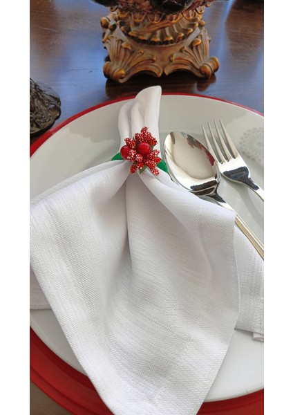 6'lı Yılbaşına Özel Çiçek Detaylı Peçete Yüzüğü Yeşil modelleri