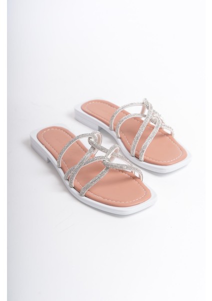 MİA026-1601 Günlük Kadın Taşlı Somon Tatil Terliği