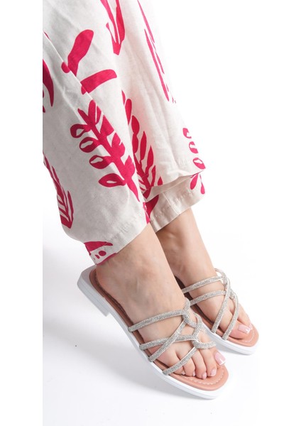 MİA026-1601 Günlük Kadın Taşlı Somon Tatil Terliği fiyatları