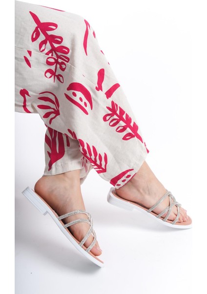 MİA026-1601 Günlük Kadın Taşlı Somon Tatil Terliği fırsatları