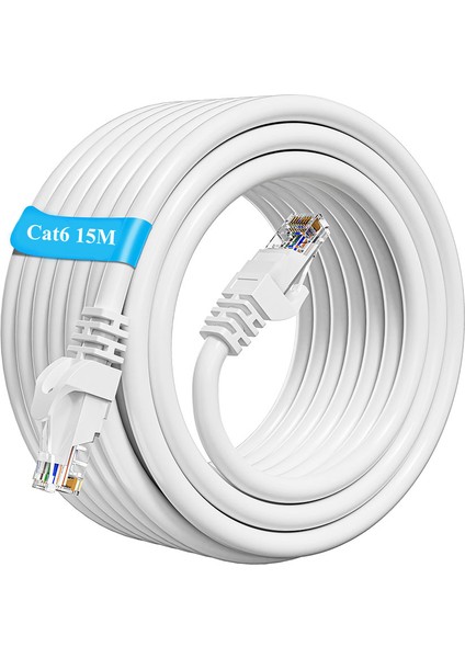 15 Metre Fabrikasyon Cat6 Ethernet Lan Ağ Network Patch Kablo