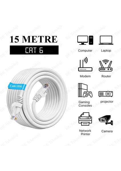 15 Metre Fabrikasyon Cat6 Ethernet Lan Ağ Network Patch Kablo fiyatları