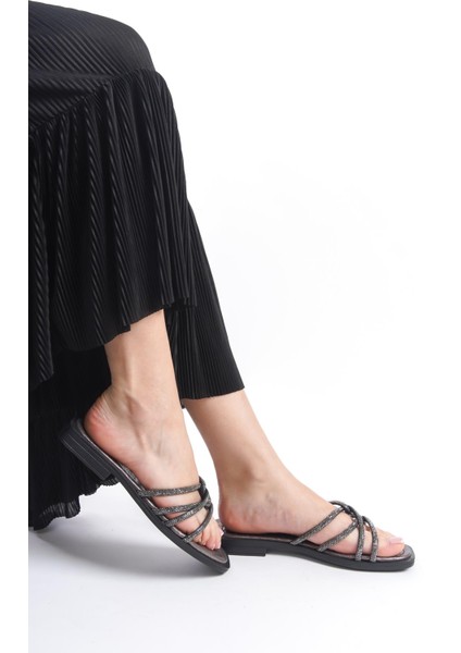 ARTI ARTI AYAKKABI MİA026-1601 Günlük Kadın Taşlı Platin Tatil Terliği fiyatları