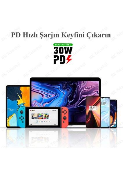 Type-C To Type-C Pd 30W Hızlı Şarj Data Kablosu