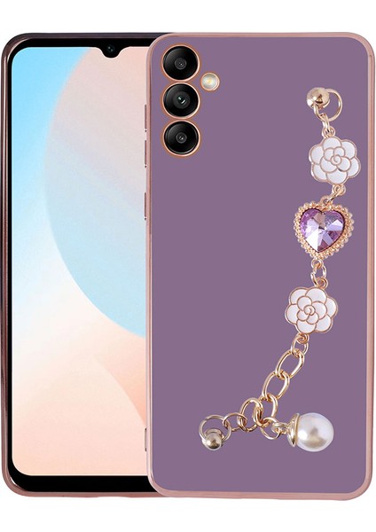 Samsung Galaxy A24 Kılıf El Tutamaçlı Kamera Korumalı Taka Silikon Kapak-Mor