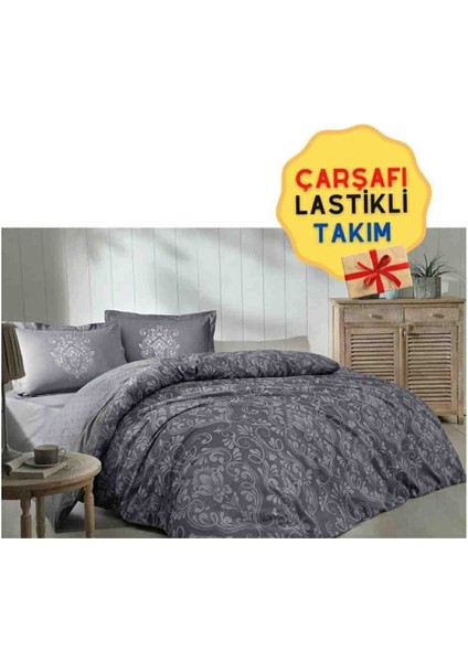 Tek Kişilik ( Çarşafı Lastikli ) Nevresim Takımı Antico Antrasit