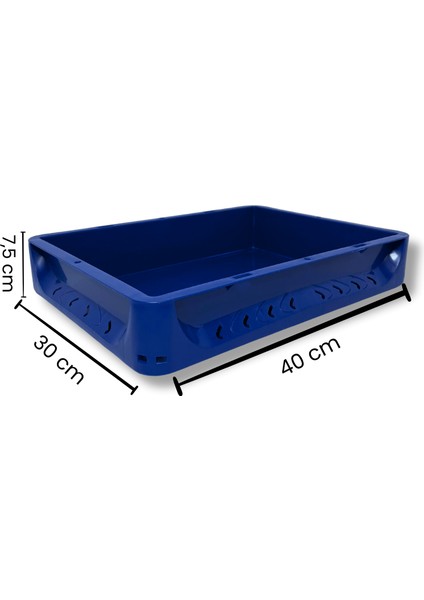 1.Kalite Mavi Hamur Pasası 40x30x7.5 cm - Gıdaya Uygun Plastik Kasa Hamur Kasası 7 Litre