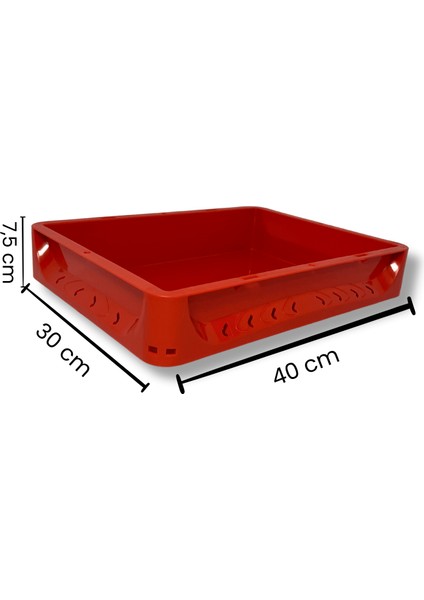 1.Kalite Kırmızı Hamur Pasası 40x30x7.5 cm - Gıdaya Uygun Plastik Kasa Hamur Kasası 7 Litre