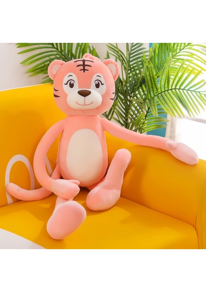 Ithal Soft Kumaş Sevimli Şanslı Pembe Kaplan Figür Peluş Oyuncak Uyku Oyun Arkadaşı Büyük Boy 72 Cm.