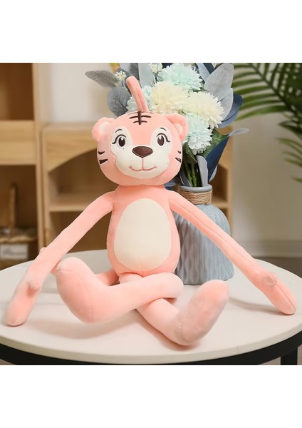 Ithal Soft Kumaş Sevimli Şanslı Pembe Kaplan Figür Peluş Oyuncak Uyku Oyun Arkadaşı Büyük Boy 72 Cm.