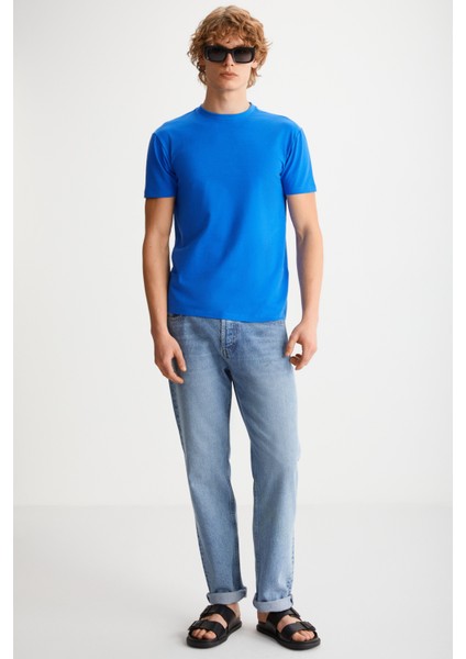Tiago Erkek Saks Mavi T-Shirt