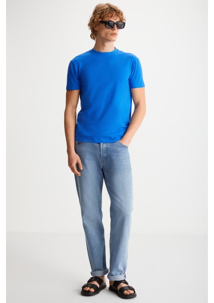 Tiago Erkek Saks Mavi T-Shirt