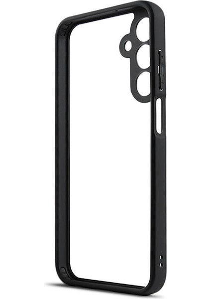Samsung Galaxy A15 Kılıf Kamera Korumalı Şeffaf Arka Yüzey New Roll Kapak-Siyah
