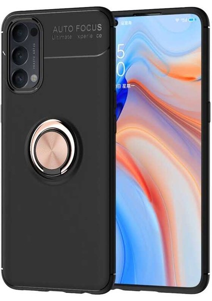 Oppo Reno 4 Kılıf Ravel Silikon Kapak-Siyah-Rose Gold