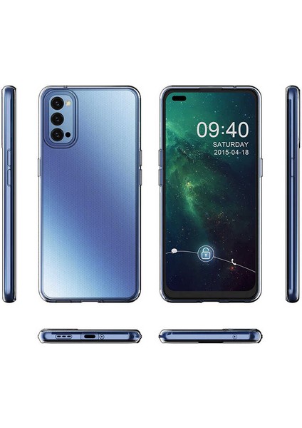 Oppo Reno 4 Kılıf Süper Silikon Kapak-Renksiz