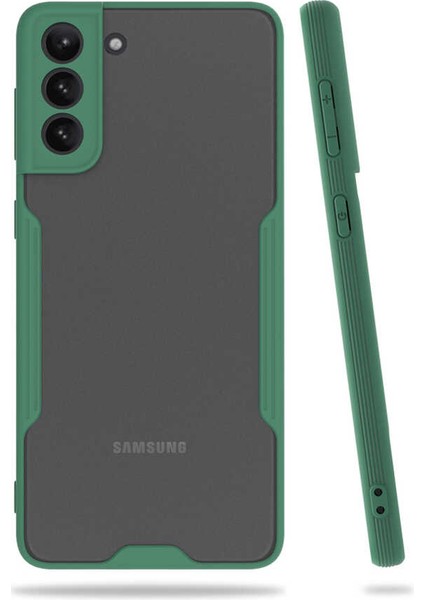 Galaxy S21 Kılıf Zore Parfe Kapak-Koyu Yeşil
