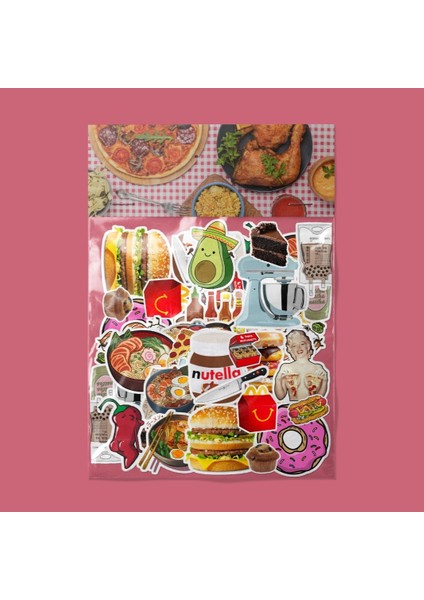 Yiyecek (Food) Sticker Paketi / Bullet Journal Defter Çıkartma Ajanda Laptop Etiket