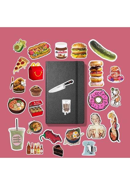 Yiyecek (Food) Sticker Paketi / Bullet Journal Defter Çıkartma Ajanda Laptop Etiket