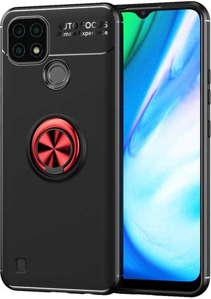 Realme C25 Kılıf Ravel Silikon Kapak-Siyah-Kırmızı