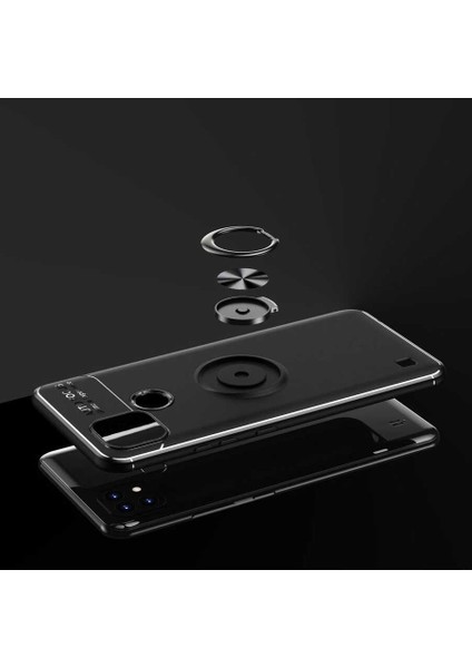Realme C25 Kılıf Ravel Silikon Kapak-Siyah-Kırmızı