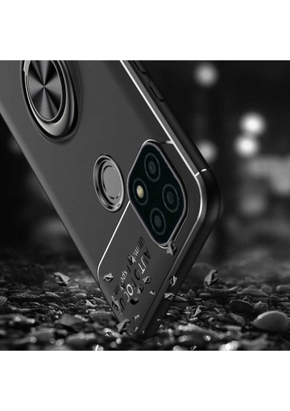 Realme C25 Kılıf Ravel Silikon Kapak-Siyah-Kırmızı