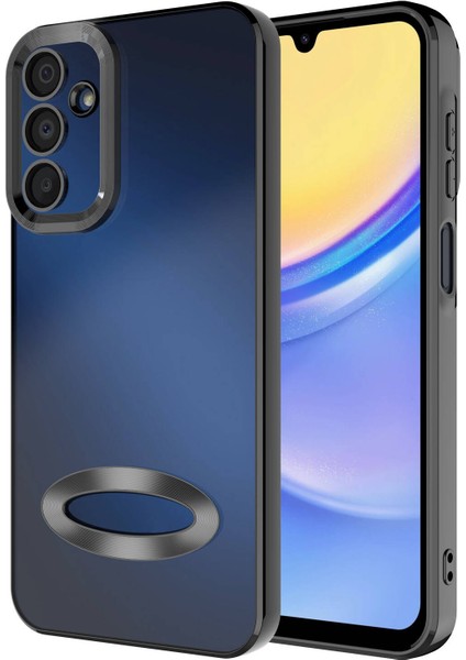 Samsung Galaxy A25 Kılıf Kamera Korumalı Logo Gösteren Omega Kapak-Siyah