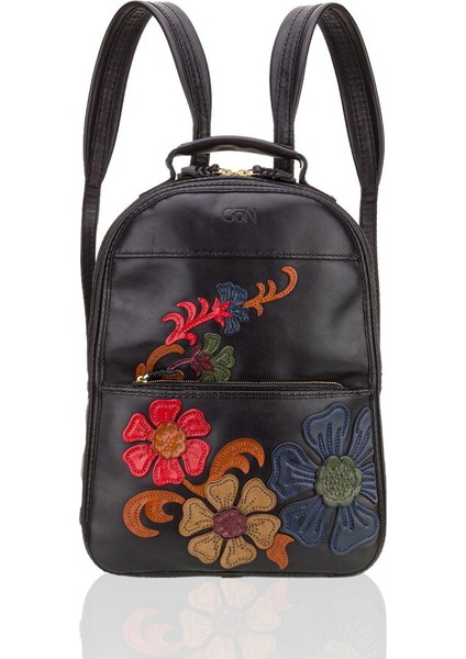 Siyah Deri Kadın Sırt Çantası 01 166 Muşo