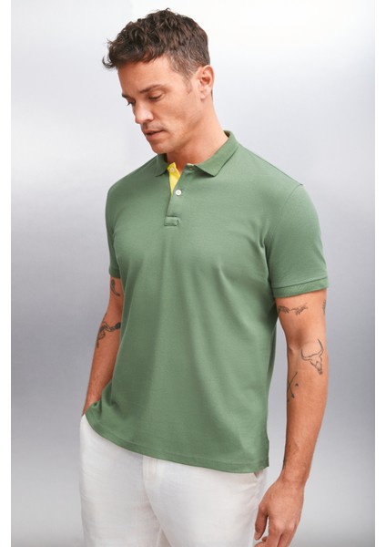 Mathew Erkek Haki Polo Yaka T-Shirt